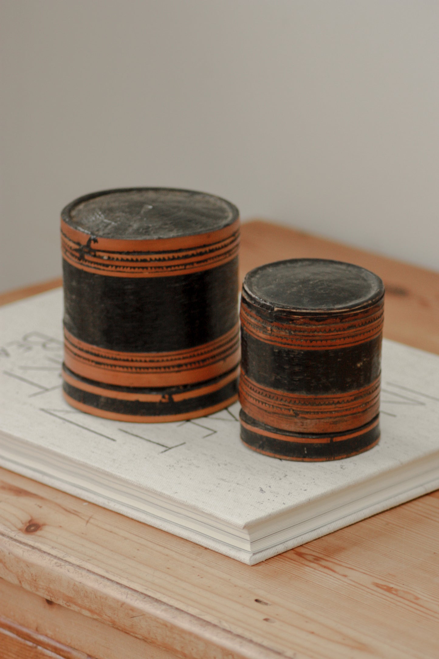 Vintage stacking cups pots (pair)