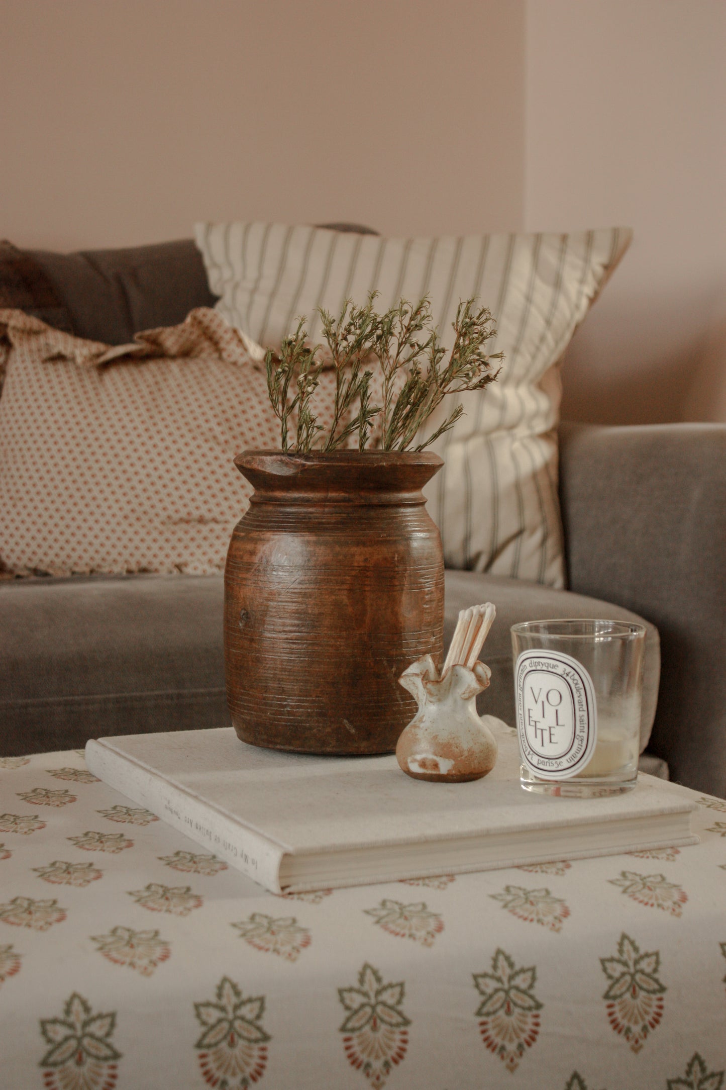Vintage ribbed wooden pot