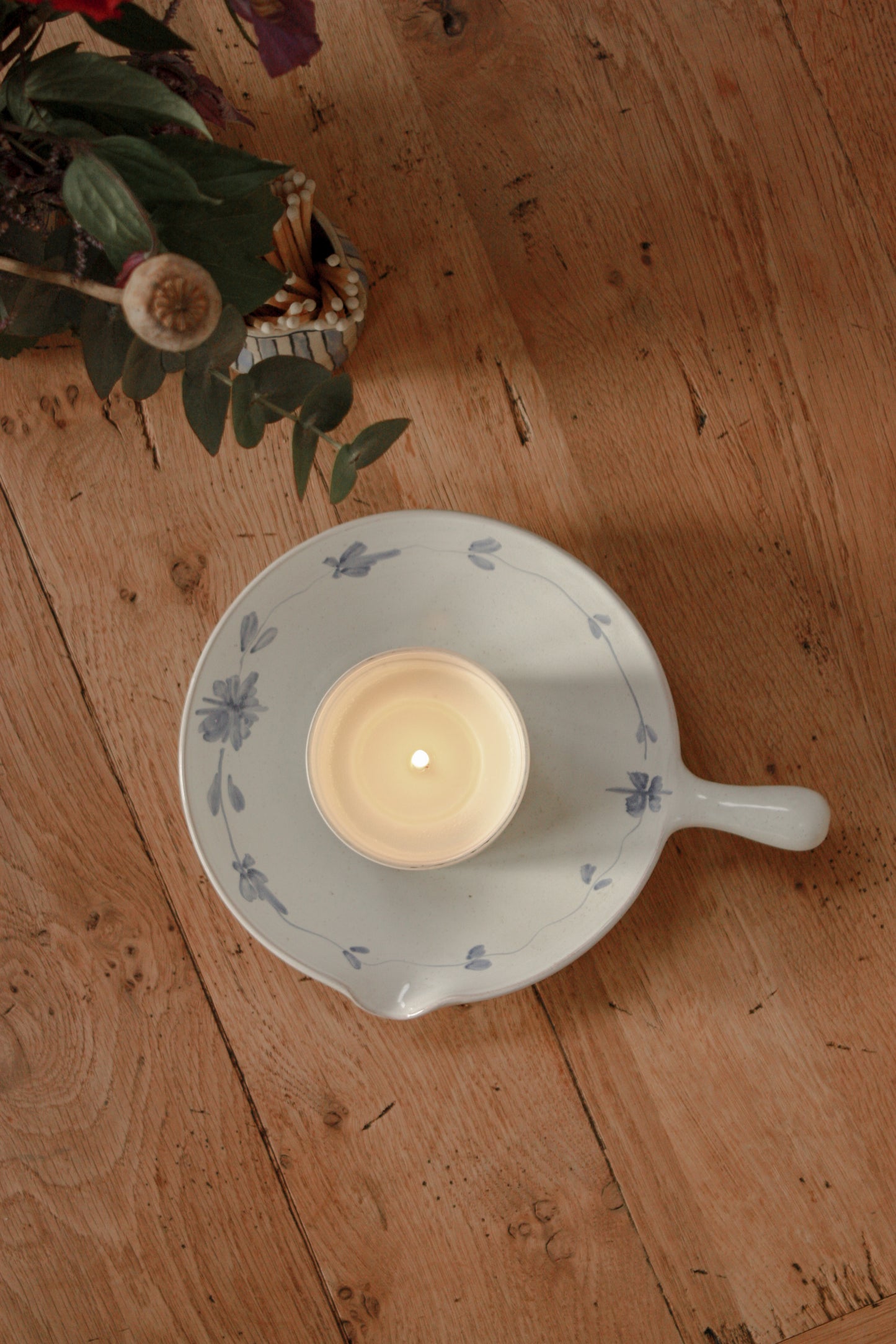 Hand painted studio pottery dish