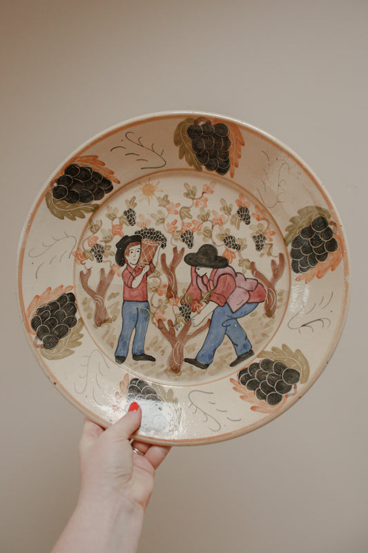 Large art pottery hand painted bowl