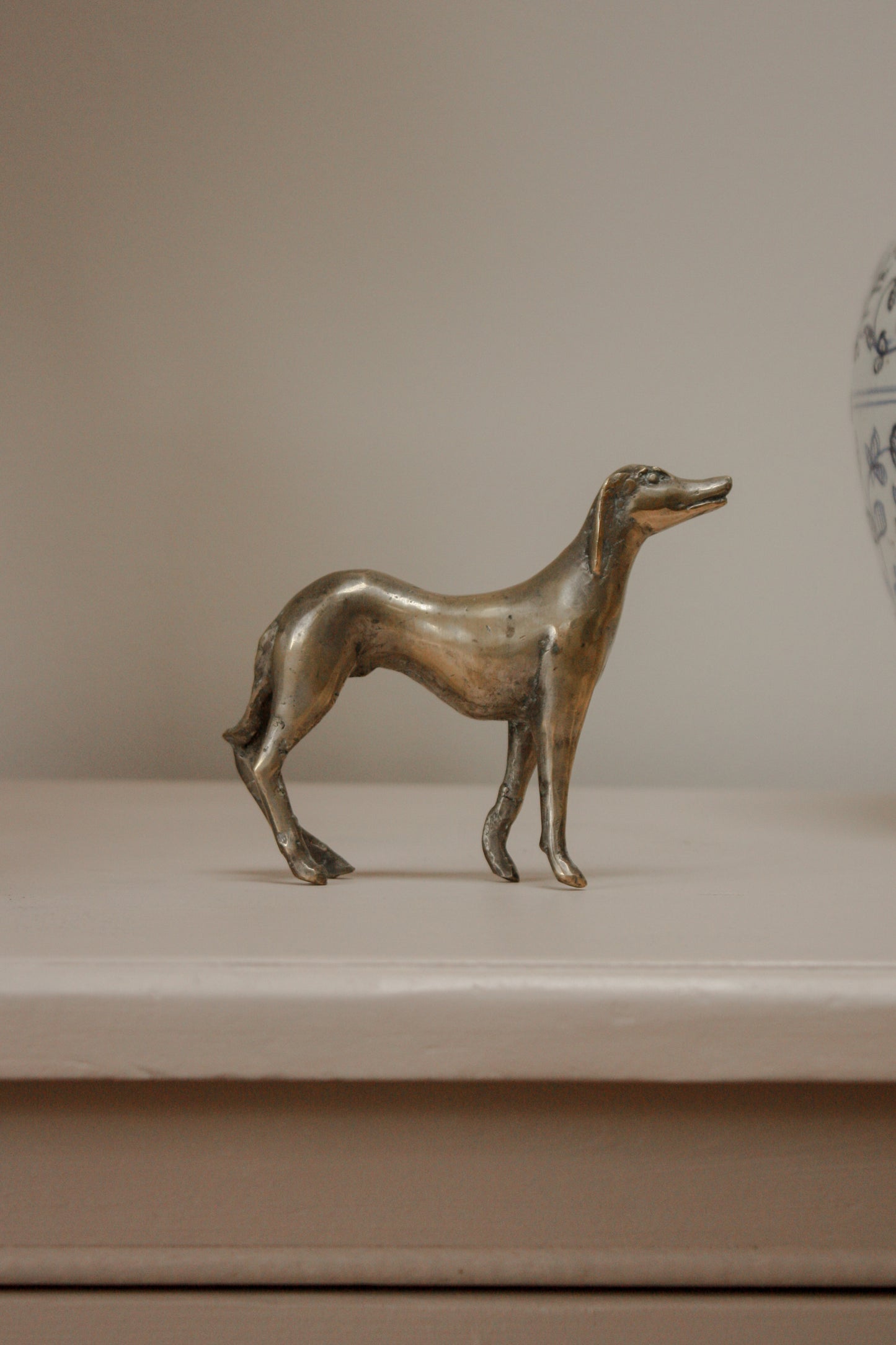 Vintage sculptural brass greyhound - proud
