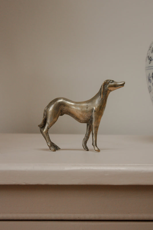Vintage sculptural brass greyhound - proud