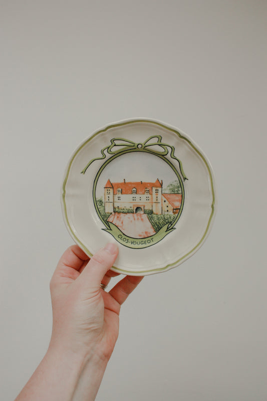 Set of four vintage hand painted French plates - chateaus