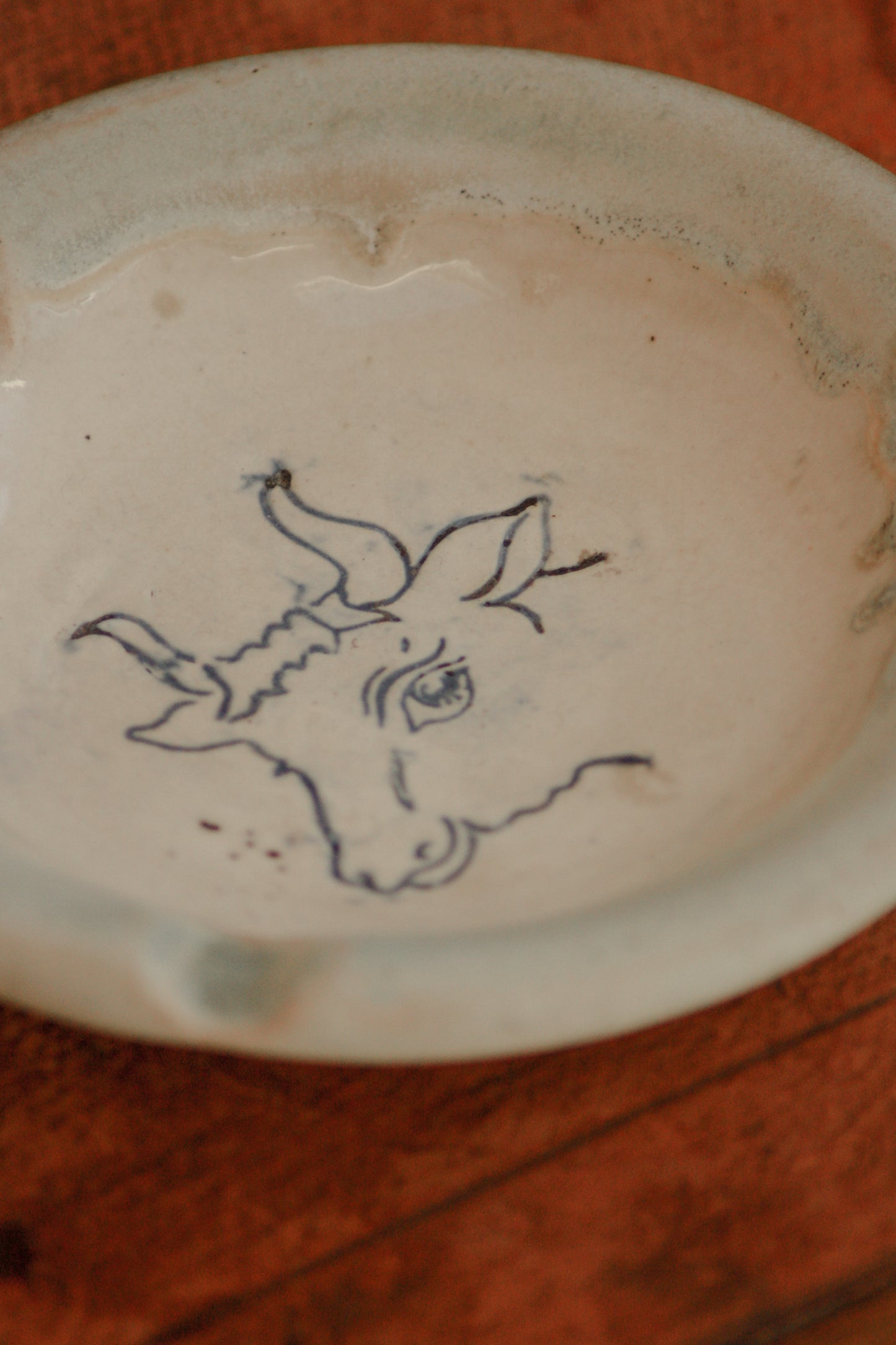 Vintage studio pottery cow ashtray dish