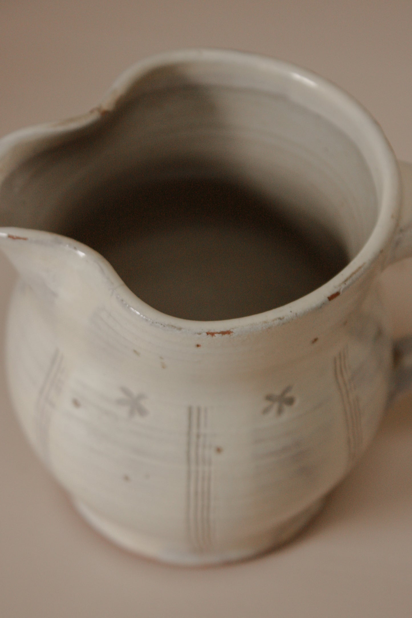 Vintage cream studio pottery jug