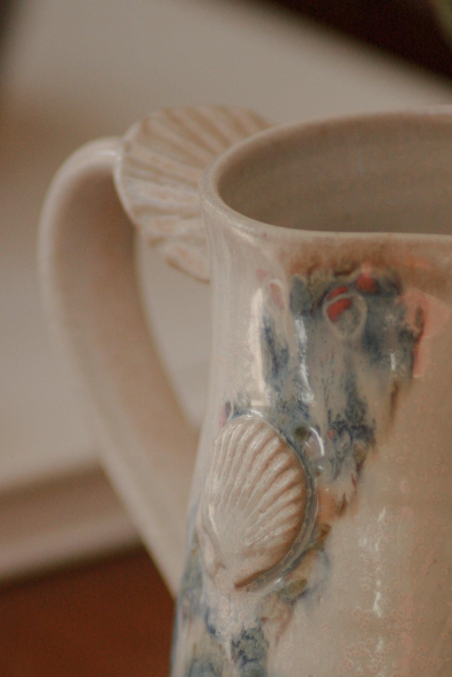 Vintage studio pottery shell creamer - Brenda Wright