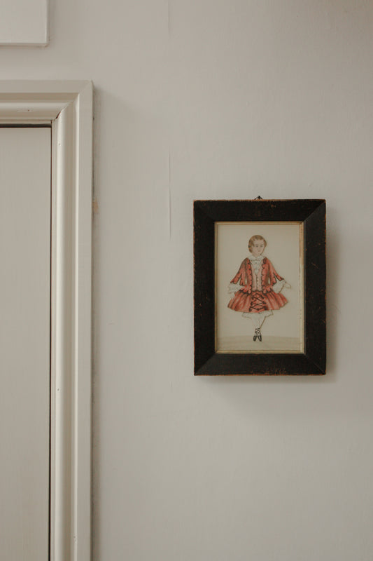 Antique framed French watercolour - boys wear pink too