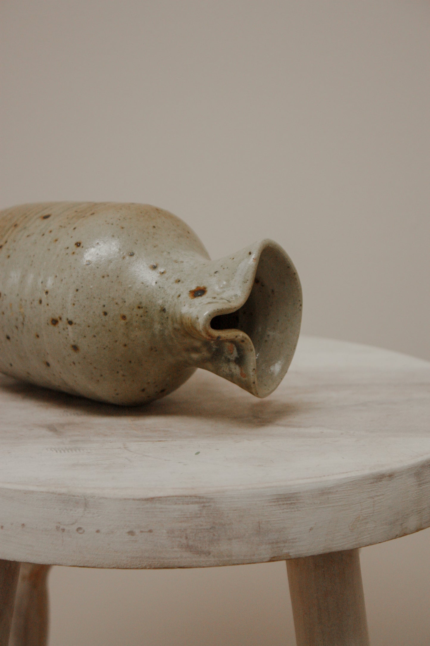 Vintage French pinch spout stoneware carafe