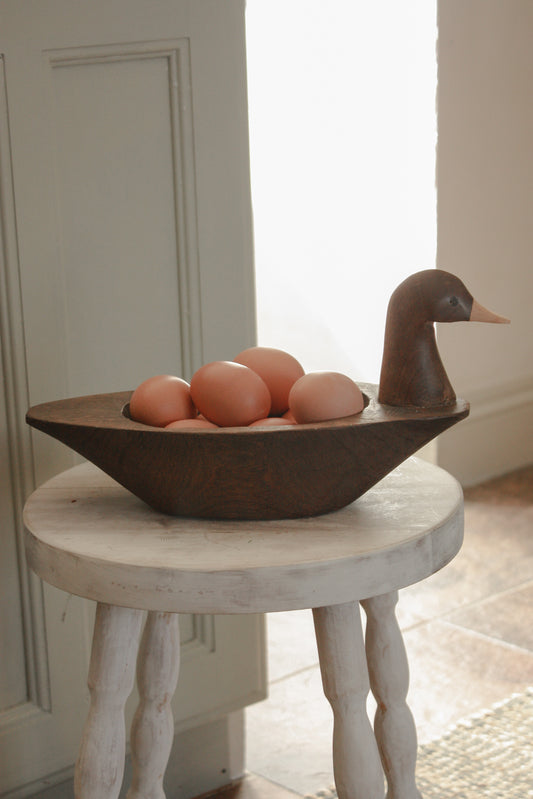Vintage carved wooden duck bowl