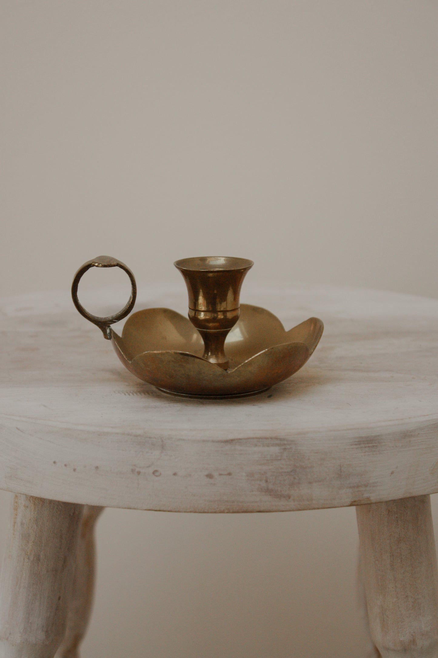 Vintage scalloped brass candleholder