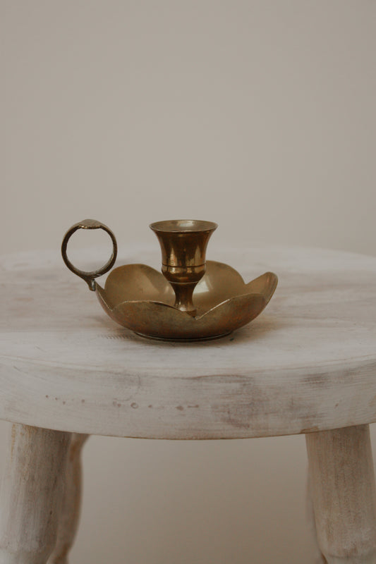 Vintage scalloped brass candleholder