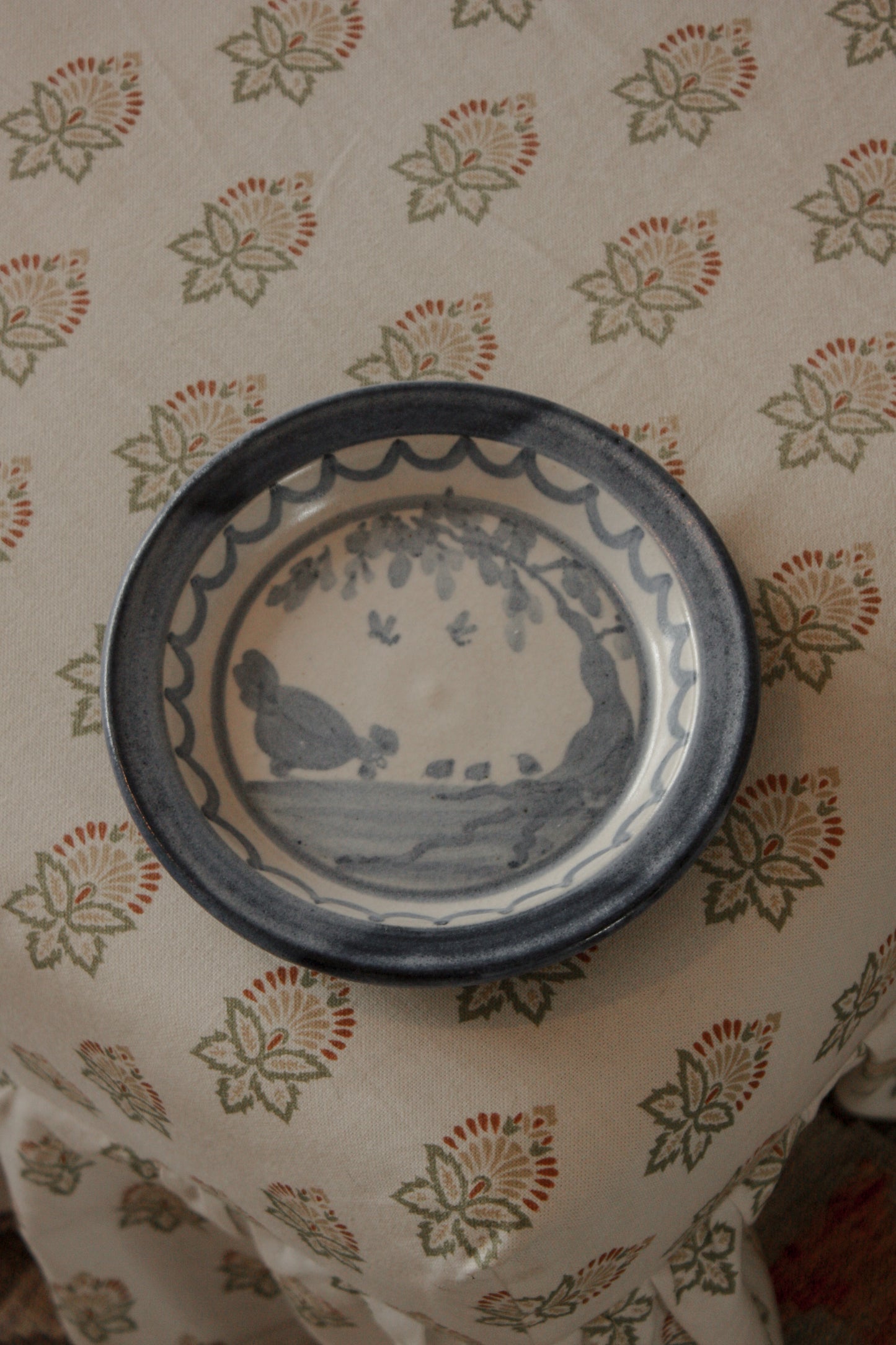 Vintage Jonathan Russell studio pottery plate - mother hen