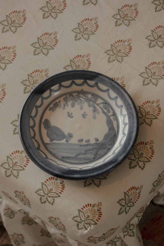 Vintage Jonathan Russell studio pottery plate - mother hen
