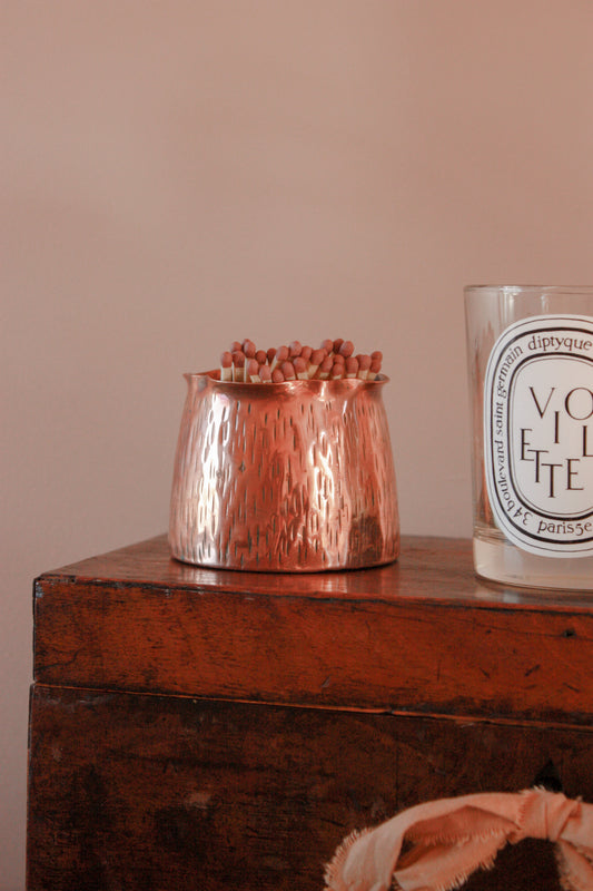 Vintage copper match pot