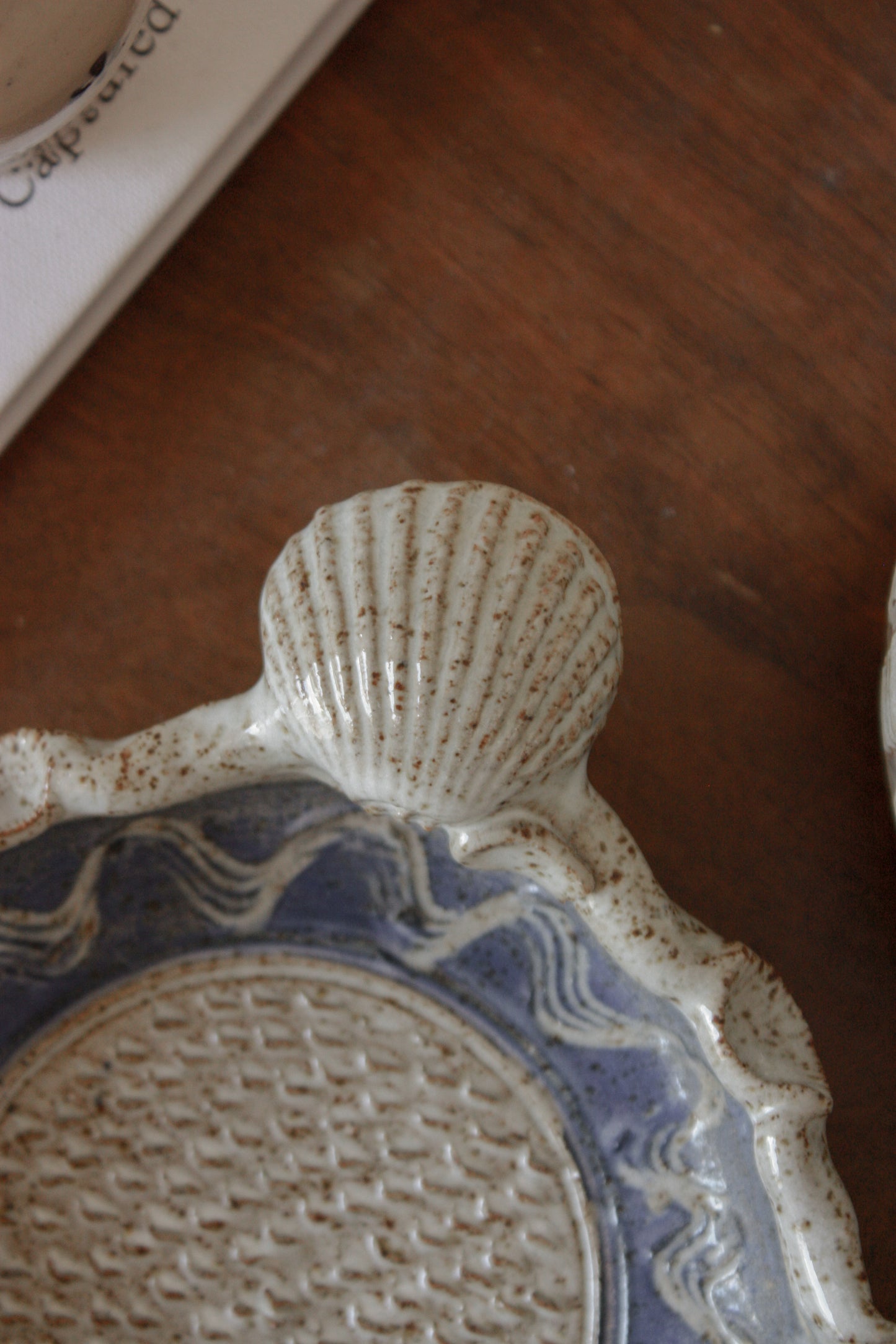 Rare studio pottery shell garlic grater / trinket dish - Mike Goddard