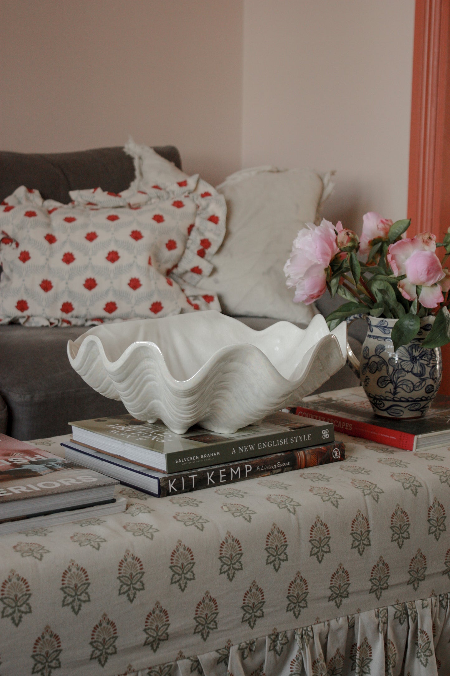 Handcrafted ceramic giant oyster shell bowl