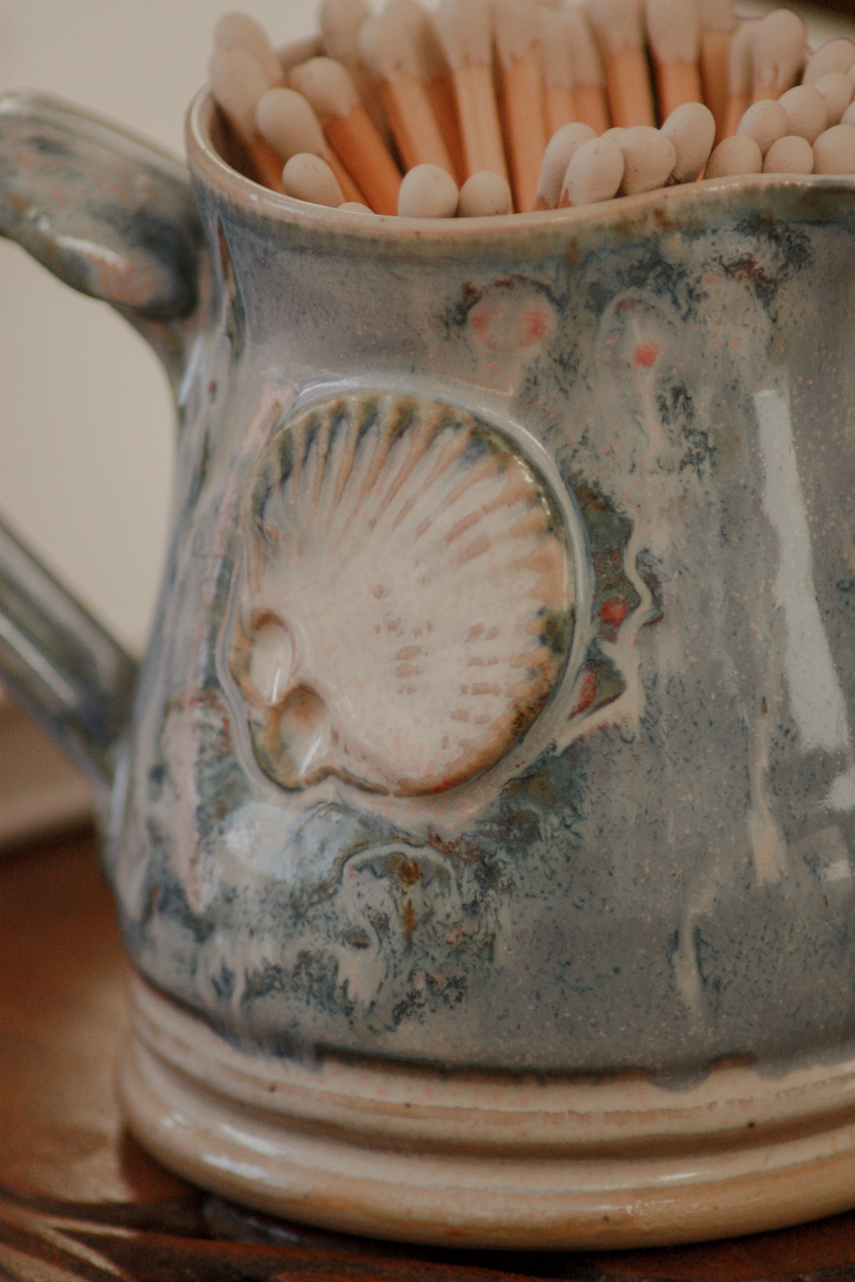 Vintage studio pottery shell creamer - Brenda Wright