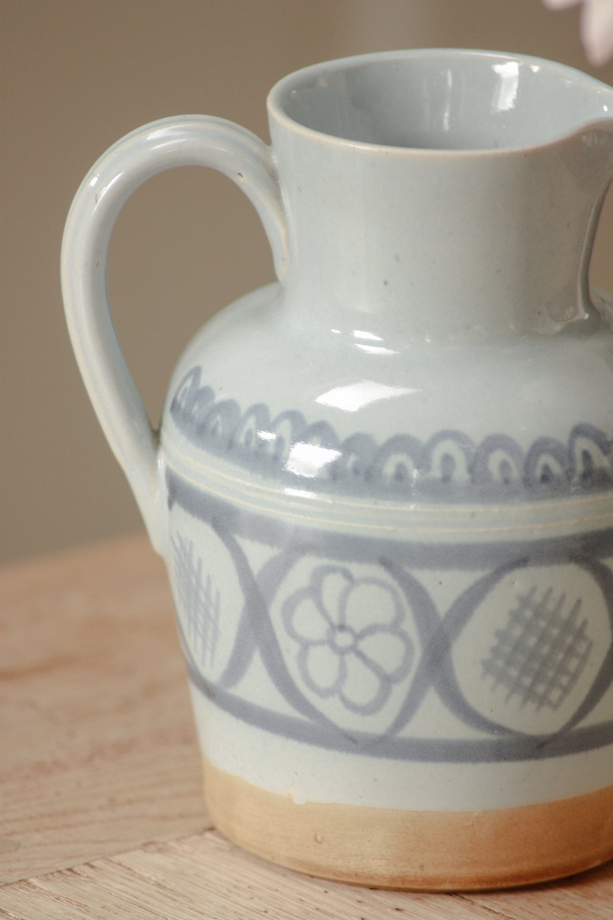 Vintage Buchan blue on blue pottery pitcher