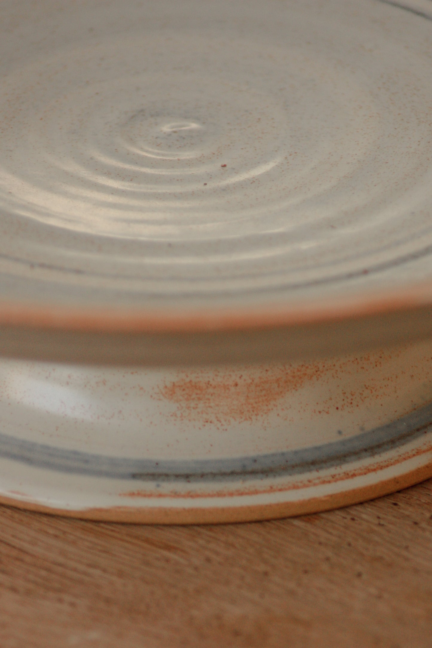 Studio pottery blue and white cake / fruit stand