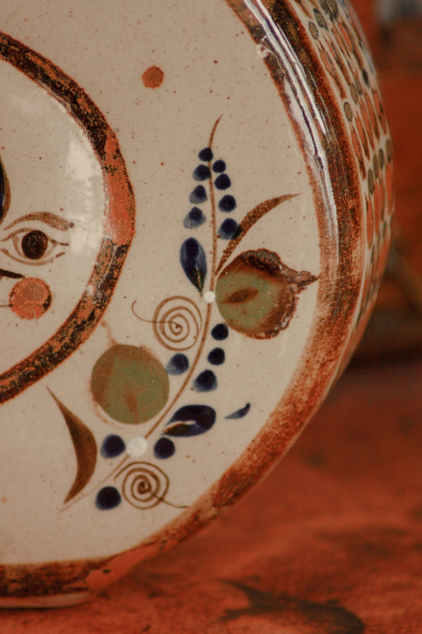 Vintage Mexican Tonala celestial vase - sun & moon