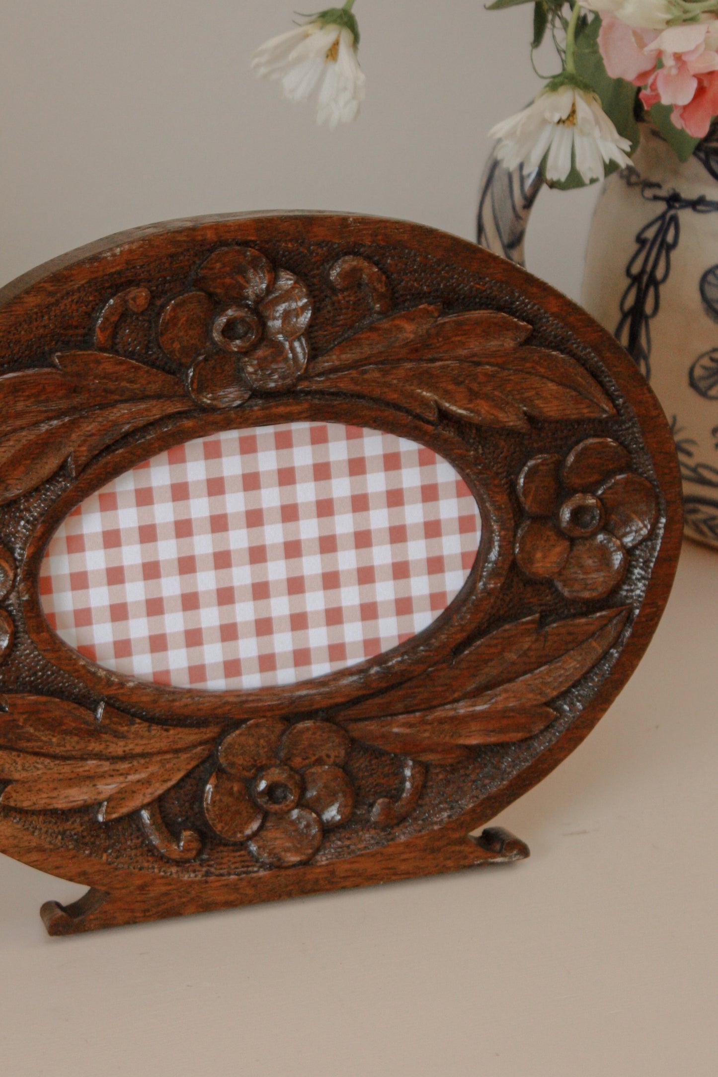Vintage carved wooden photo frame