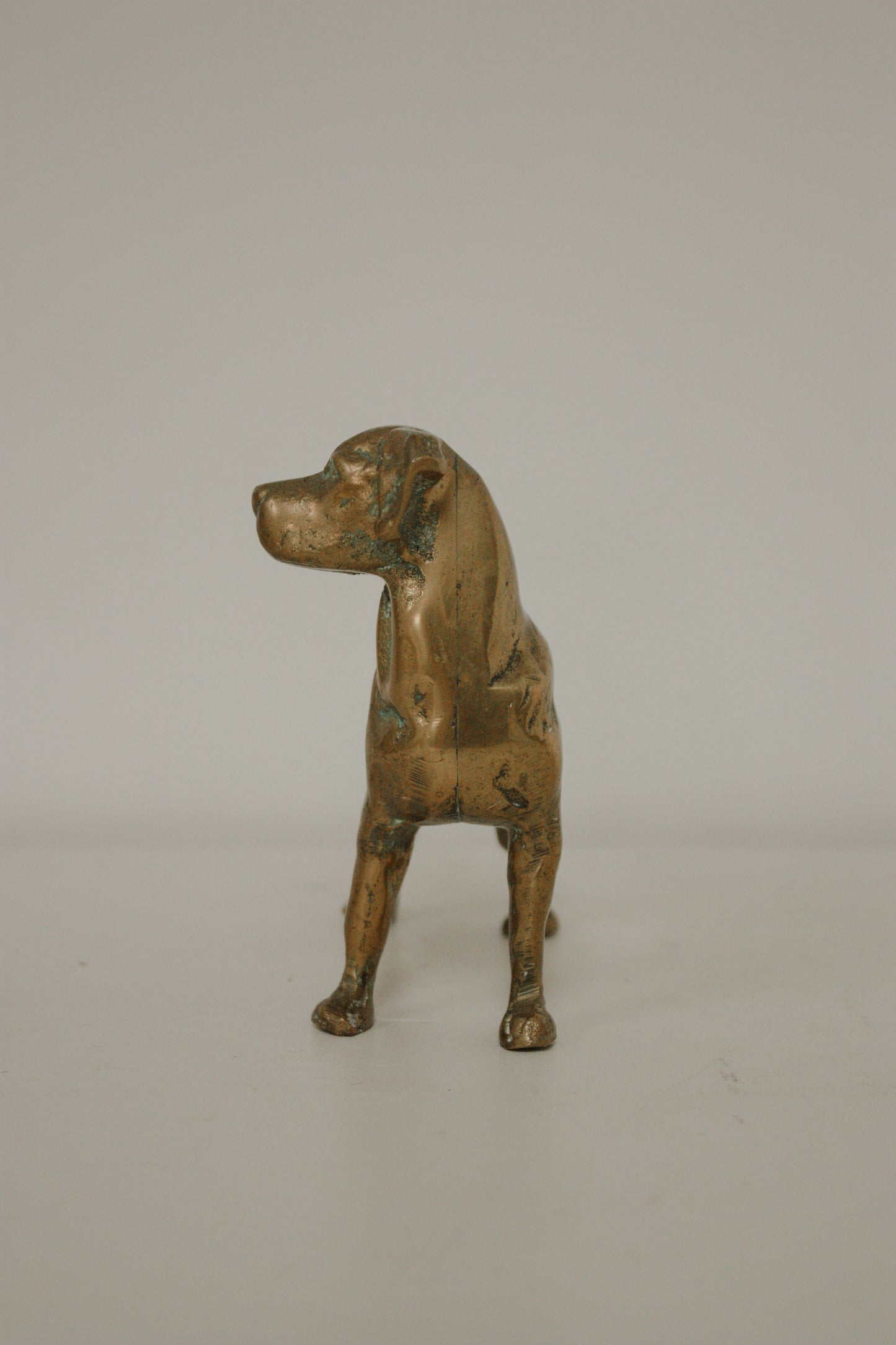 Vintage solid cast brass labrador