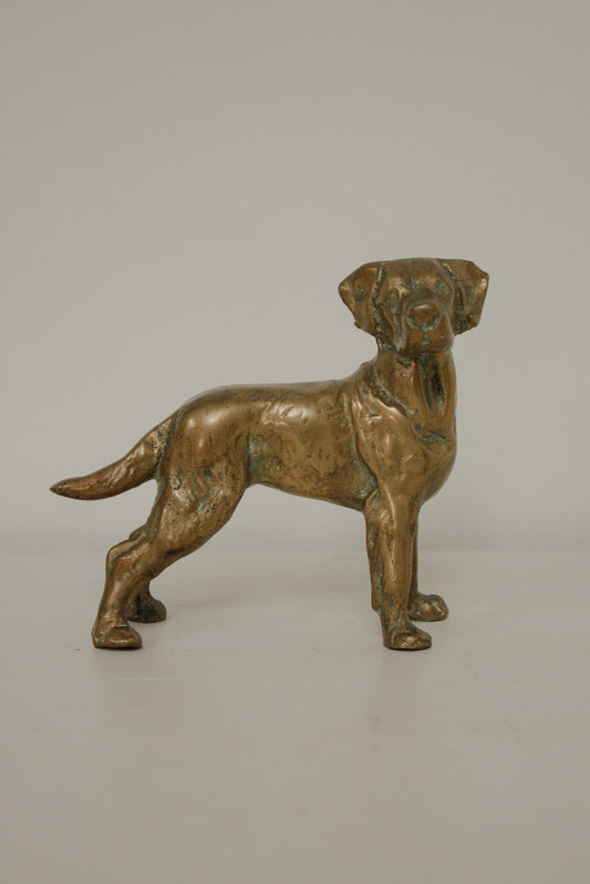 Vintage solid cast brass labrador
