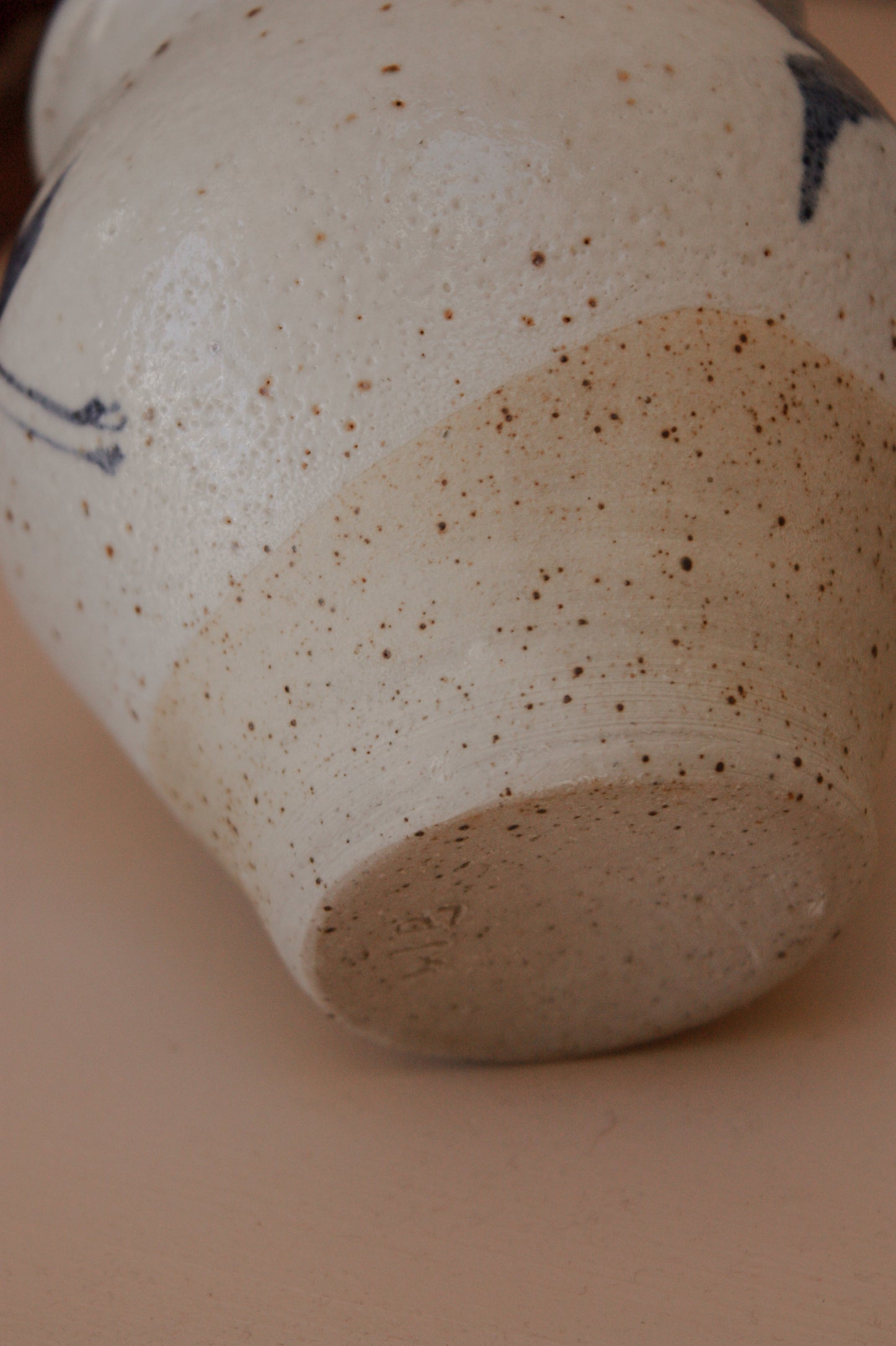 Handpainted Crane studio pottery vessel