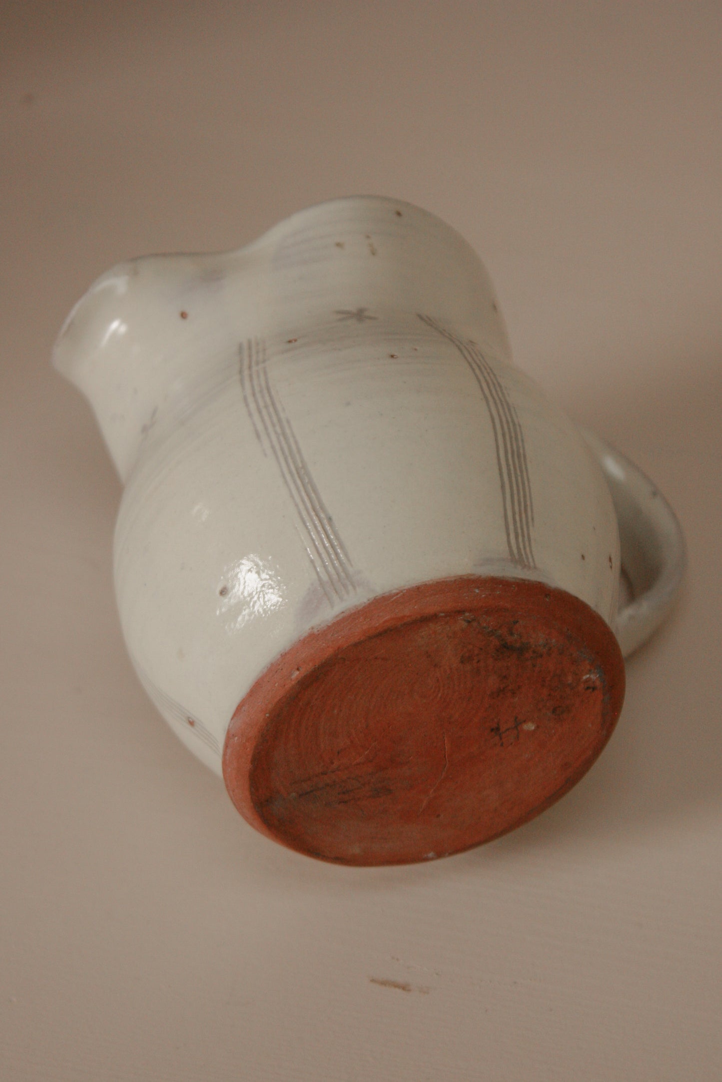 Vintage cream studio pottery jug