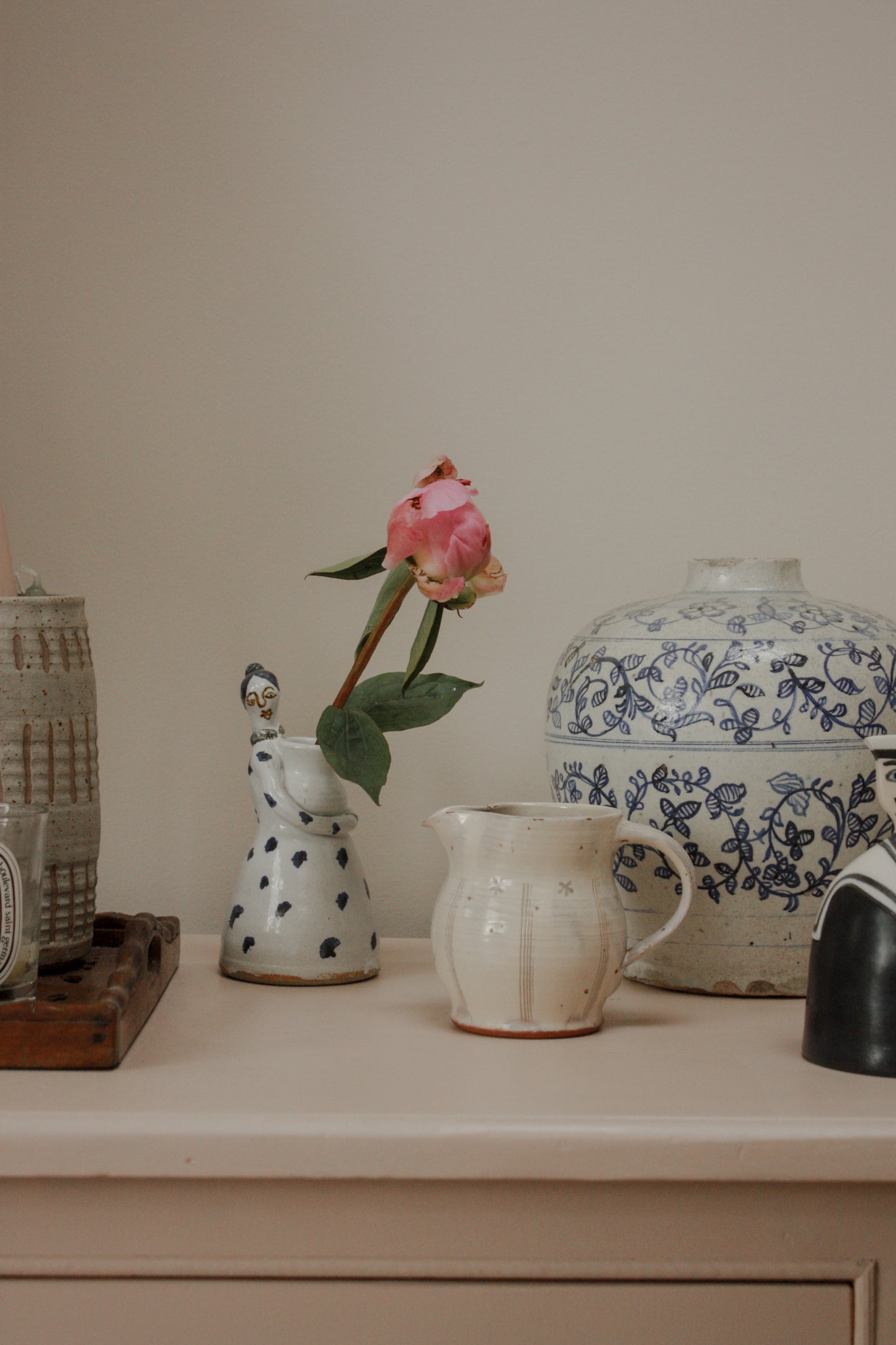 Vintage cream studio pottery jug