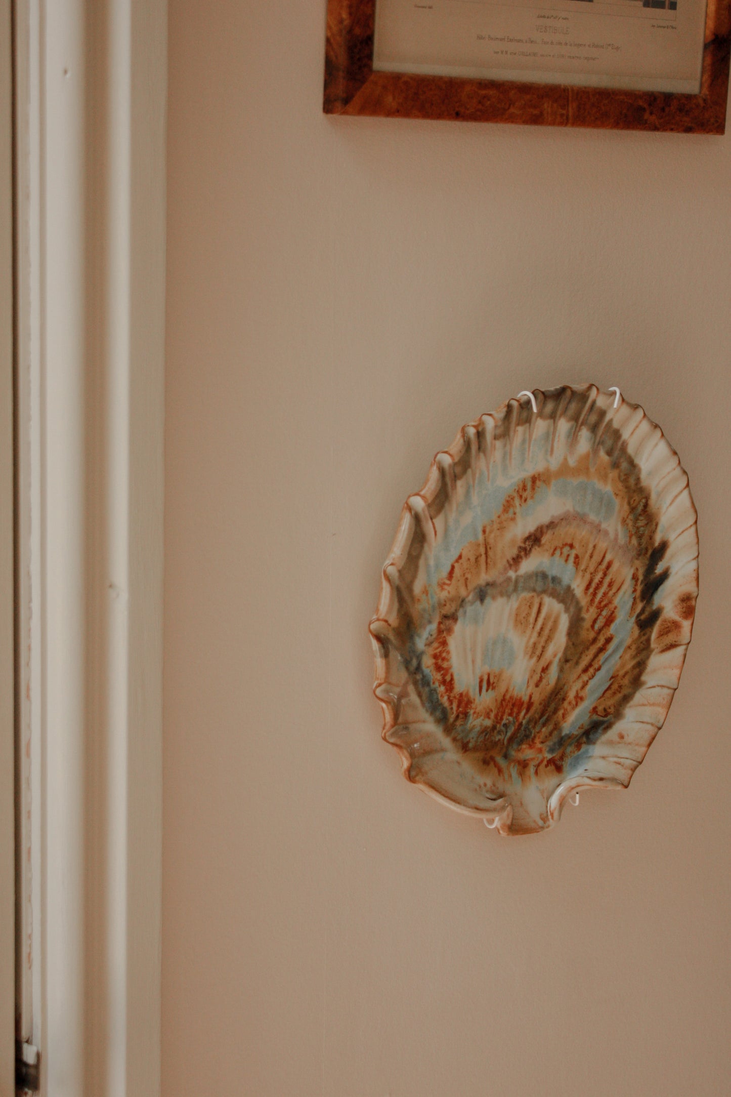 Vintage art pottery terracotta shell dish