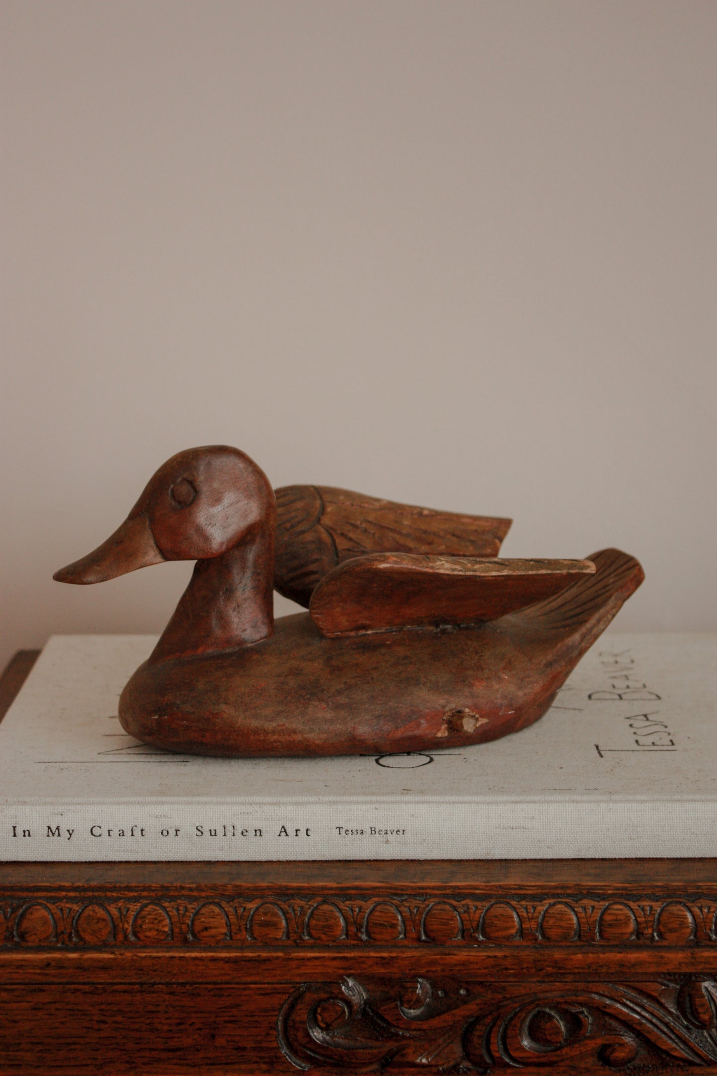 Vintage hand carved wooden duck