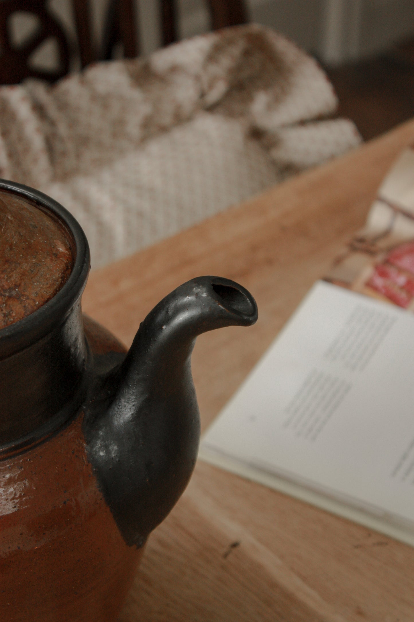 Vintage large French stoneware coffee pot