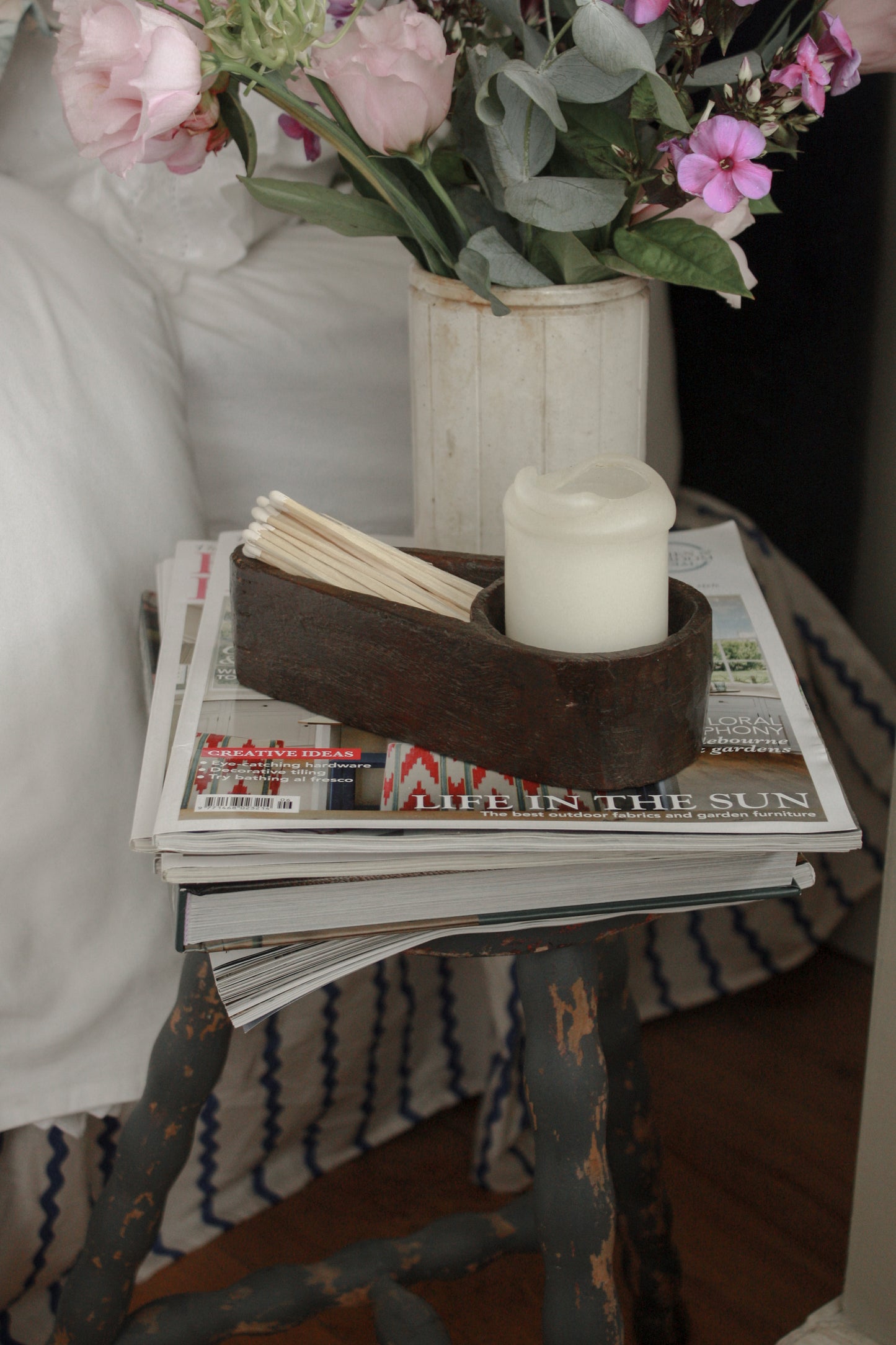 Vintage carved wooden sectional dish