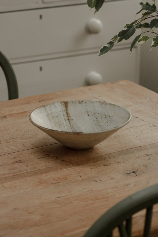 Vintage studio pottery bowl with rustic glaze