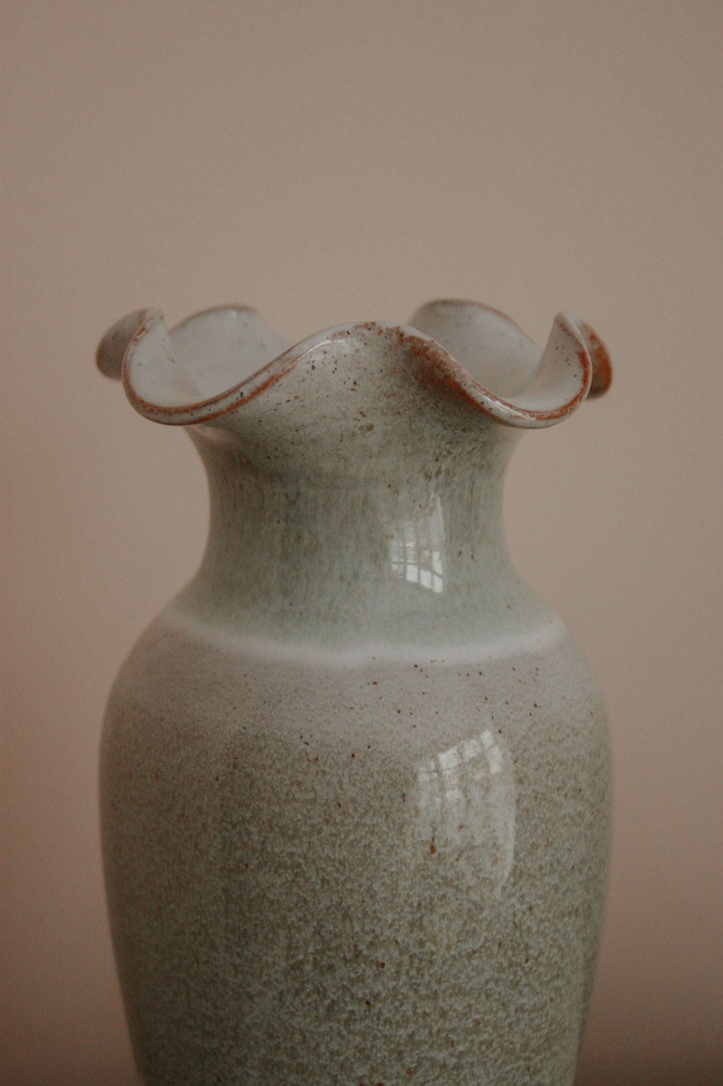 Vintage studio pottery ruffle rim pot