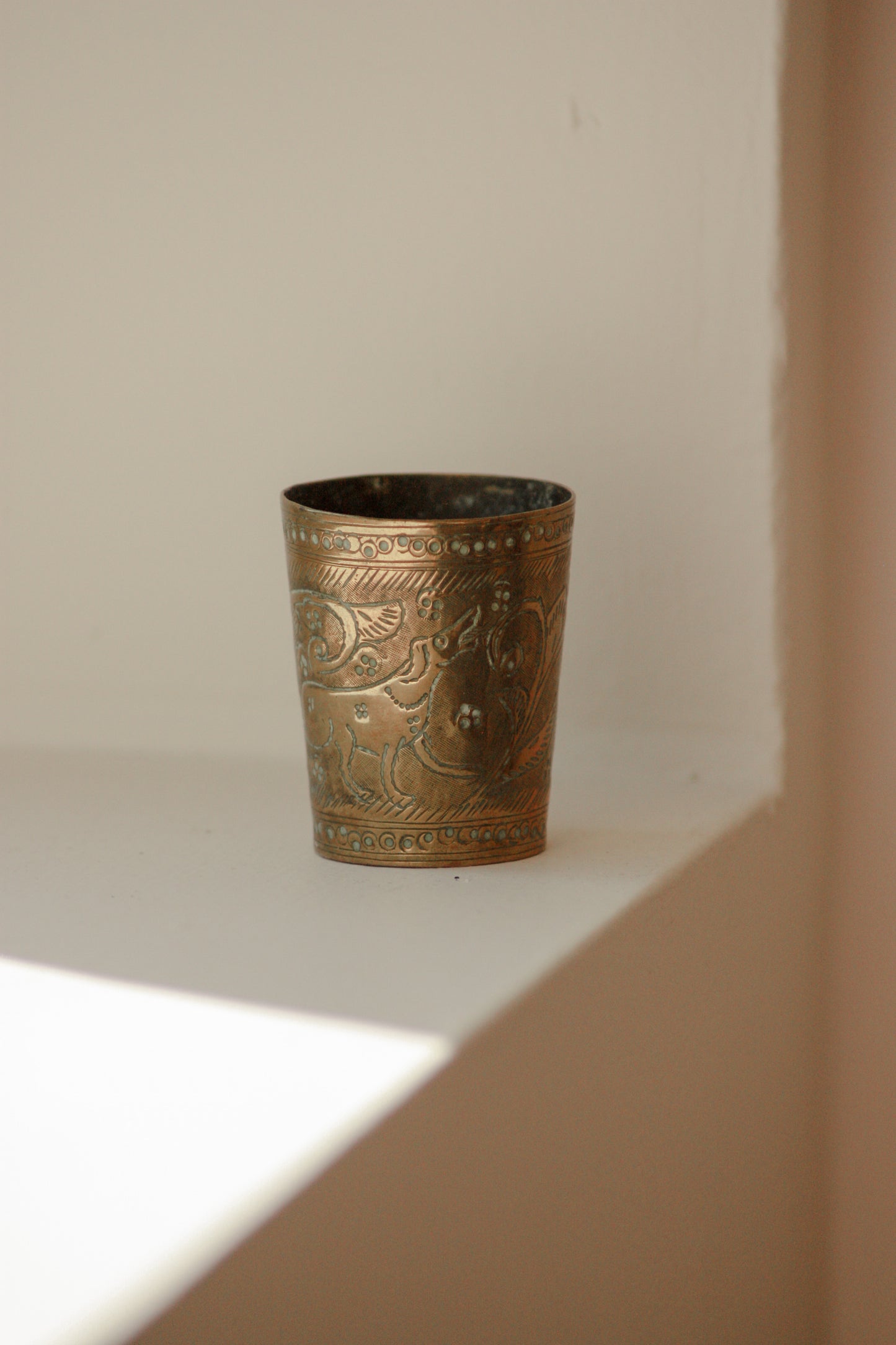 Vintage Indian brass lassi cup / match pot