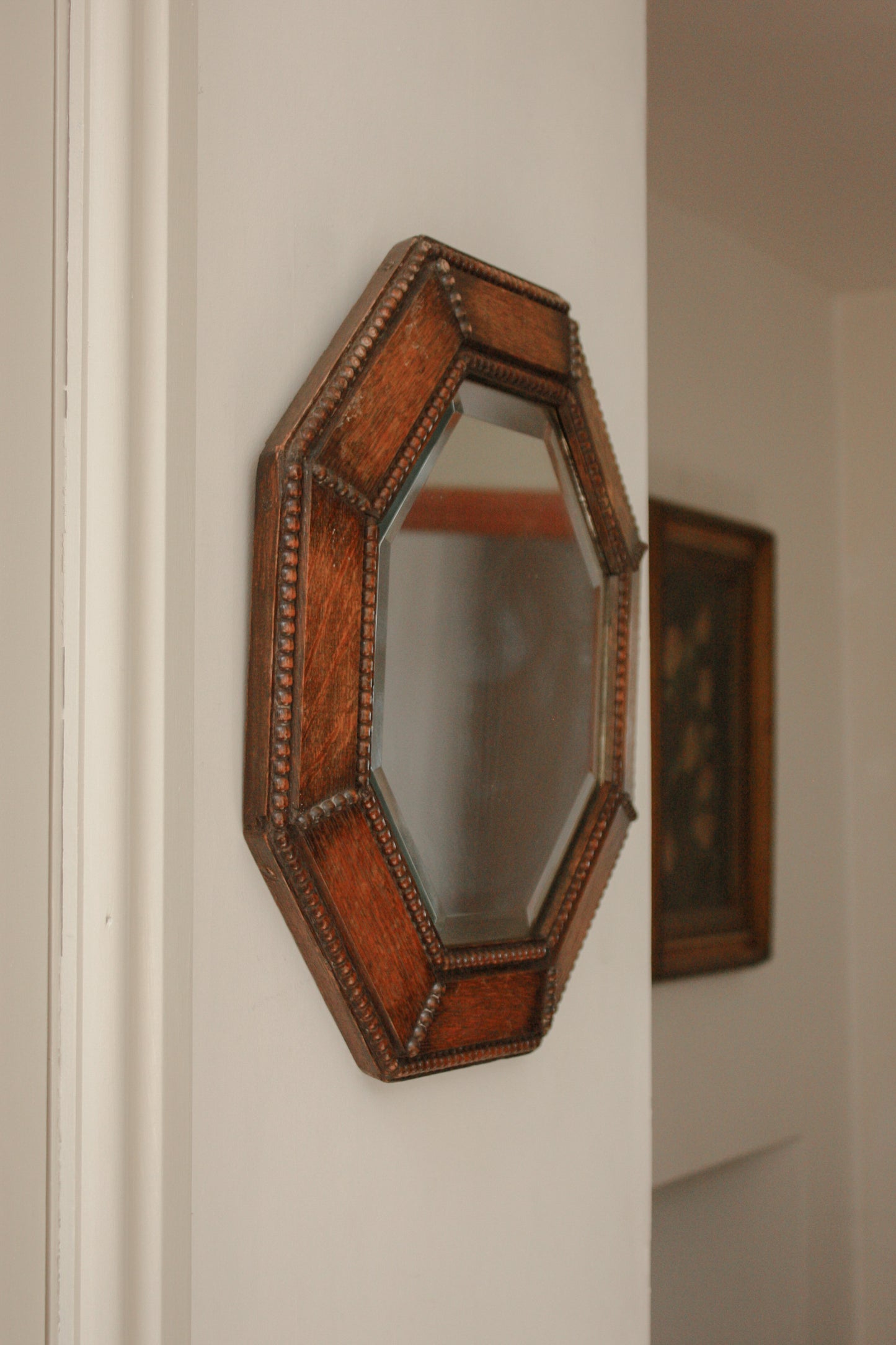 Vintage 1930/40s bobbin hexagon mirror