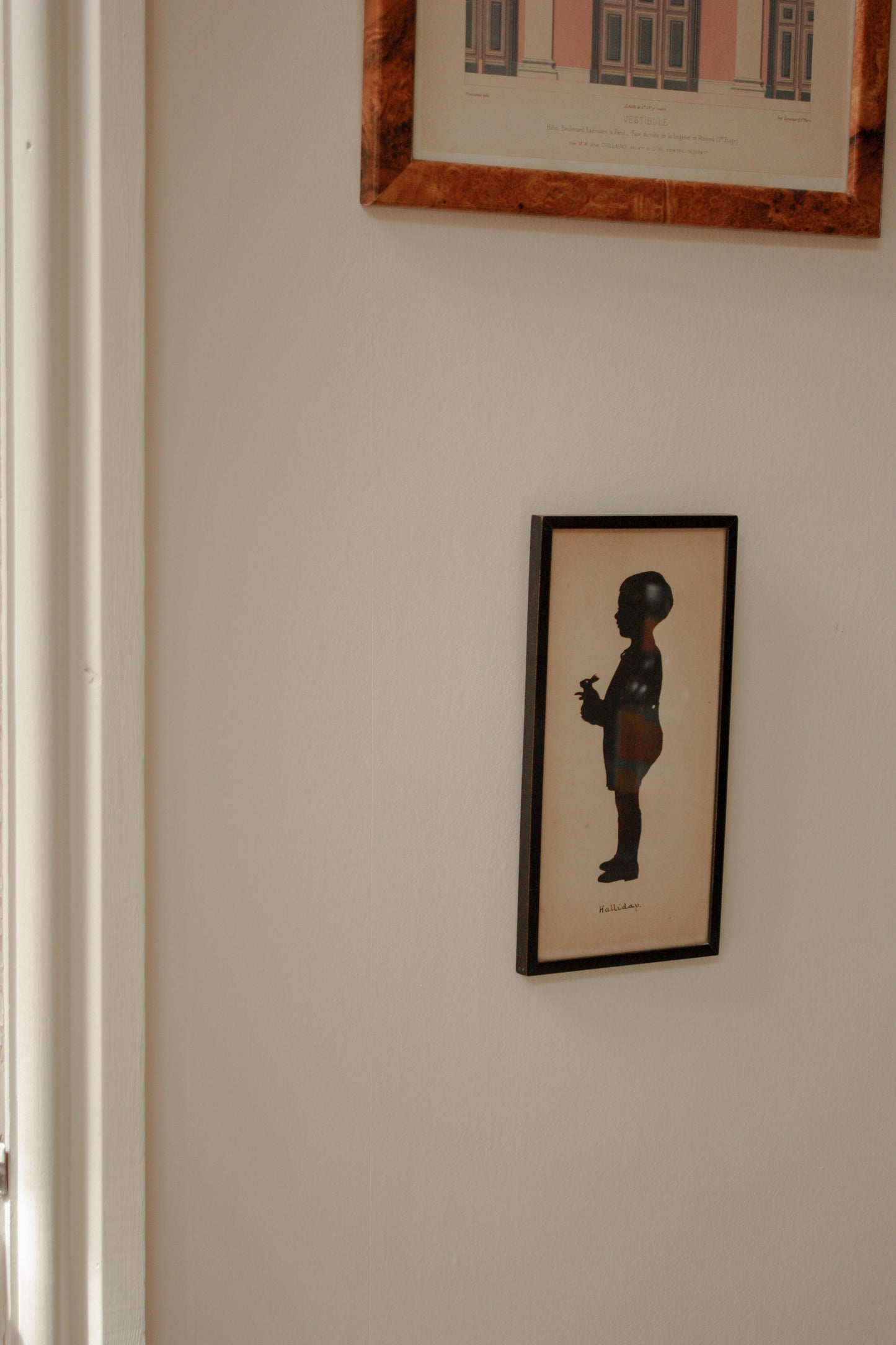 Vintage hand cut silhouette - a boy and his bunny