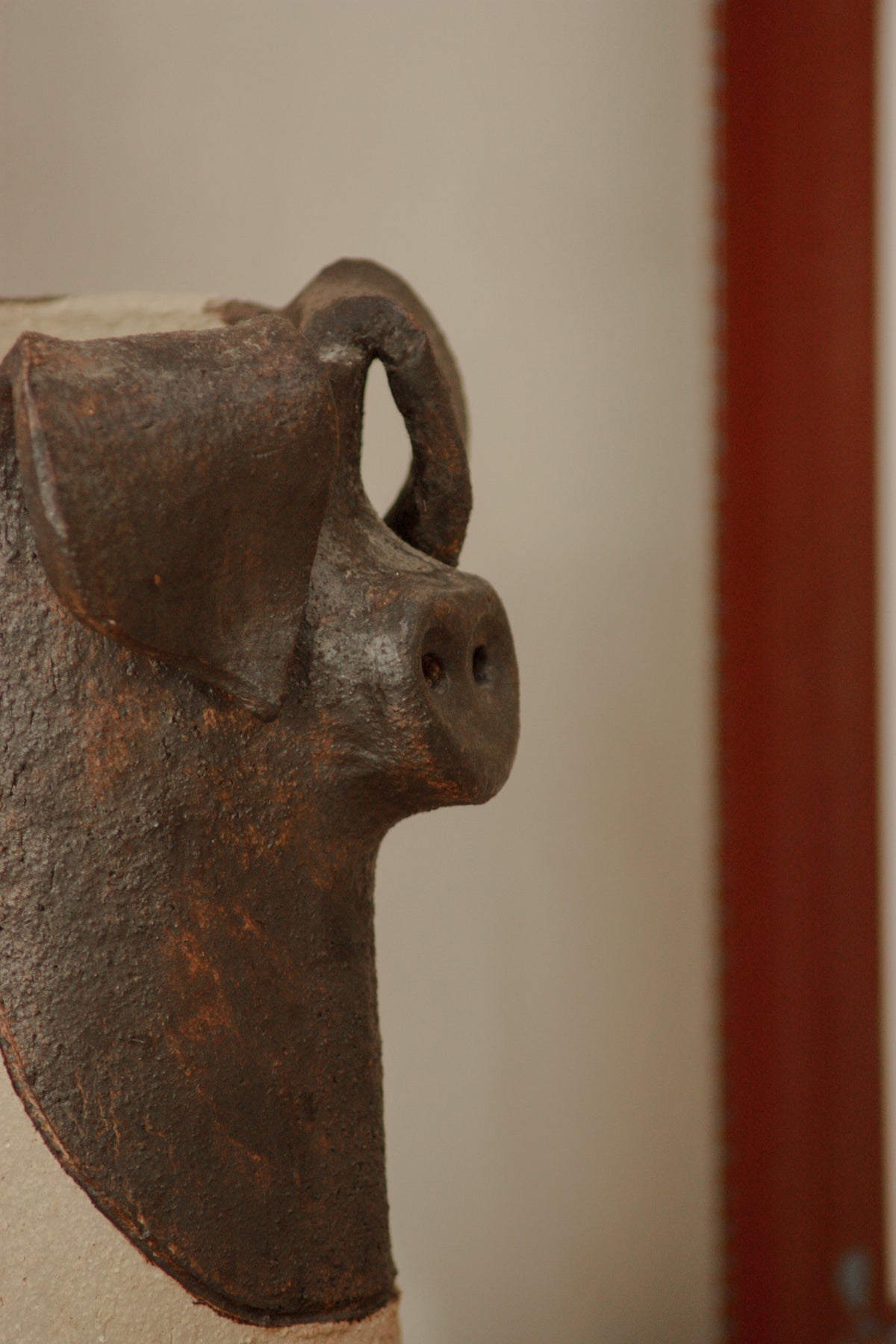 Art pottery saddleback pig tall pot