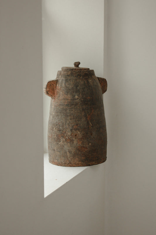 Vintage rustic Himalayan wooden pot