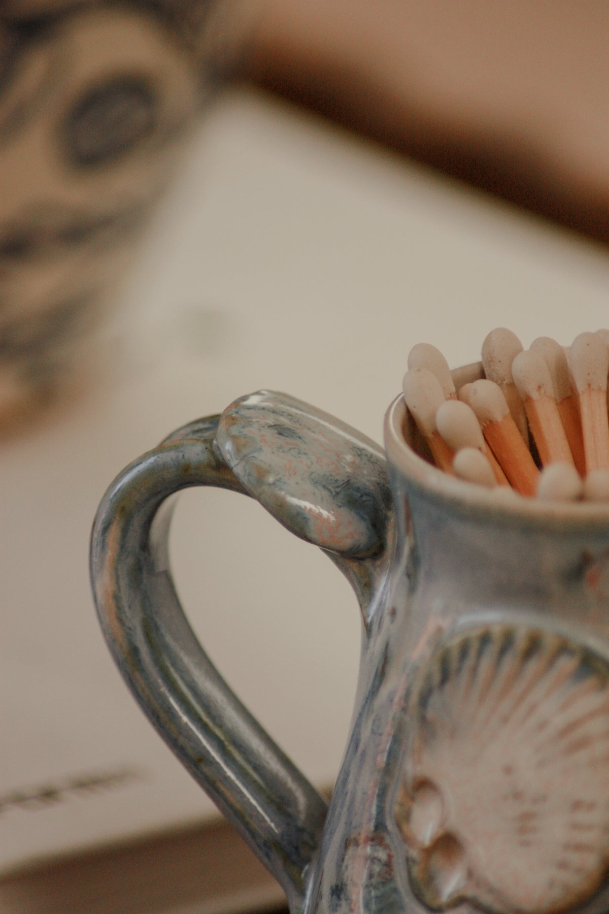 Vintage studio pottery shell creamer - Brenda Wright