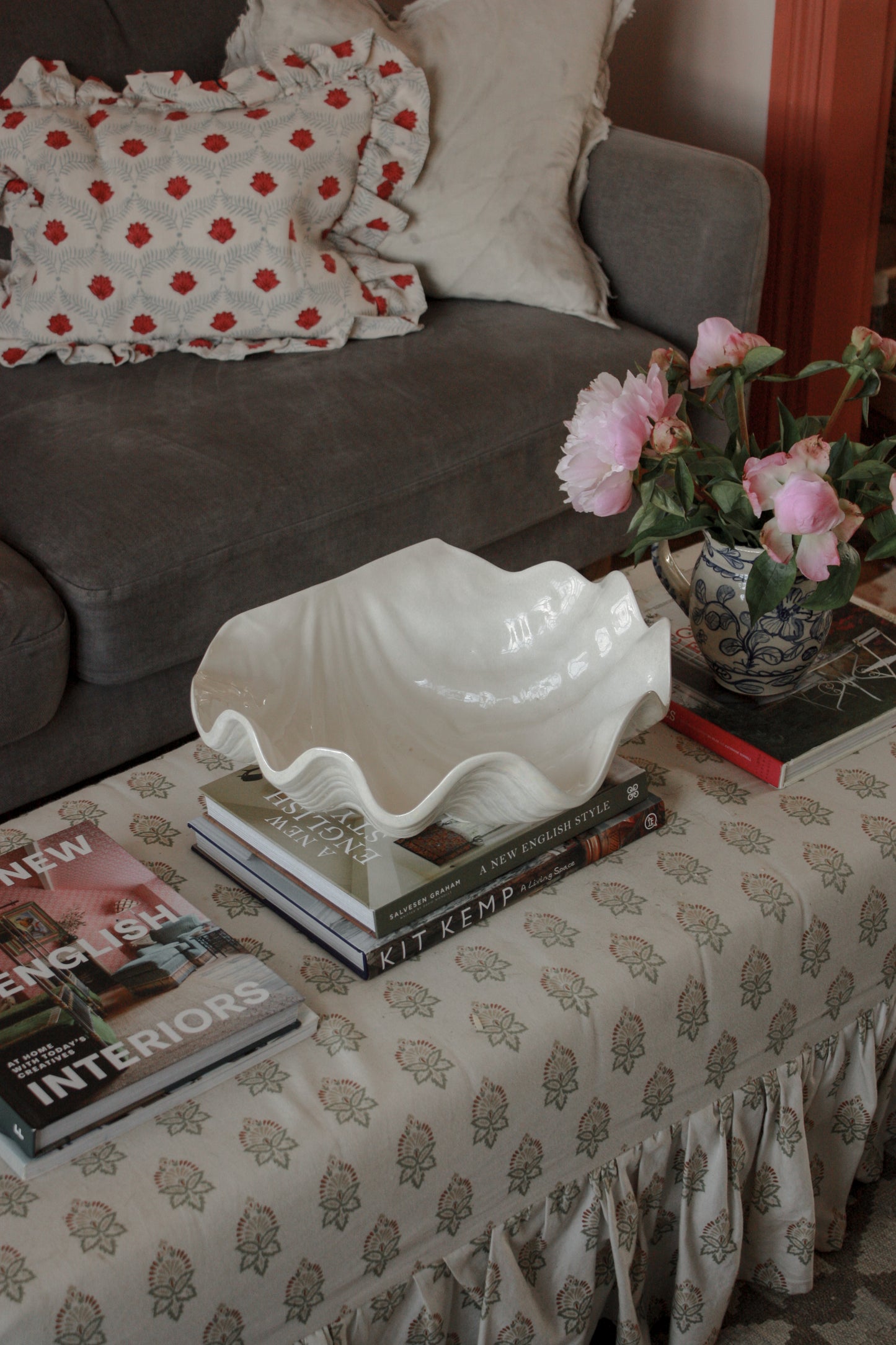 Handcrafted ceramic giant oyster shell bowl