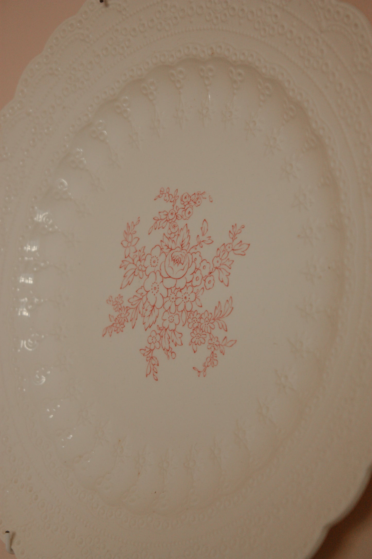 Vintage Spode plate with delicate lace design