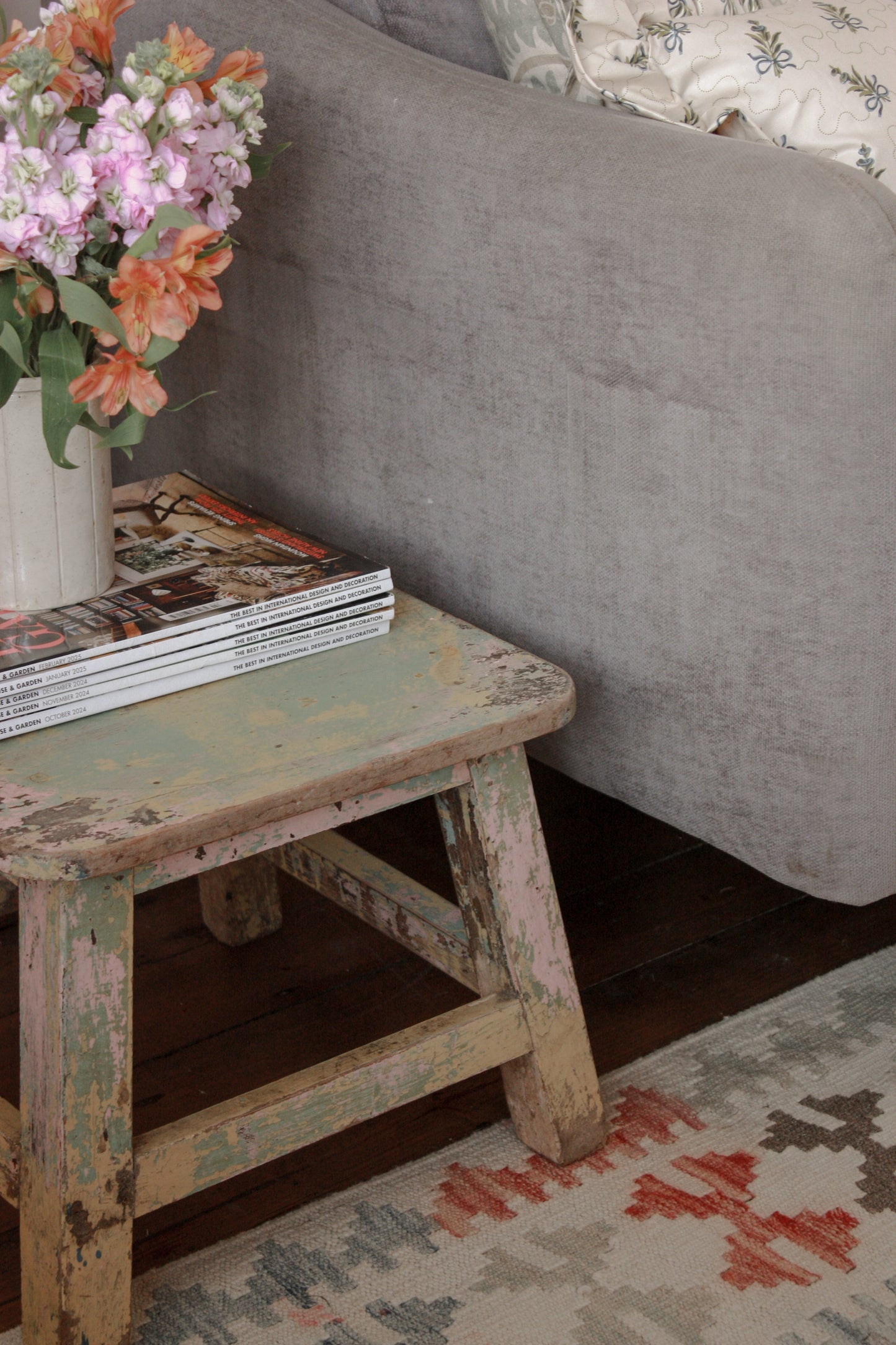 Vintage chippy painted side table