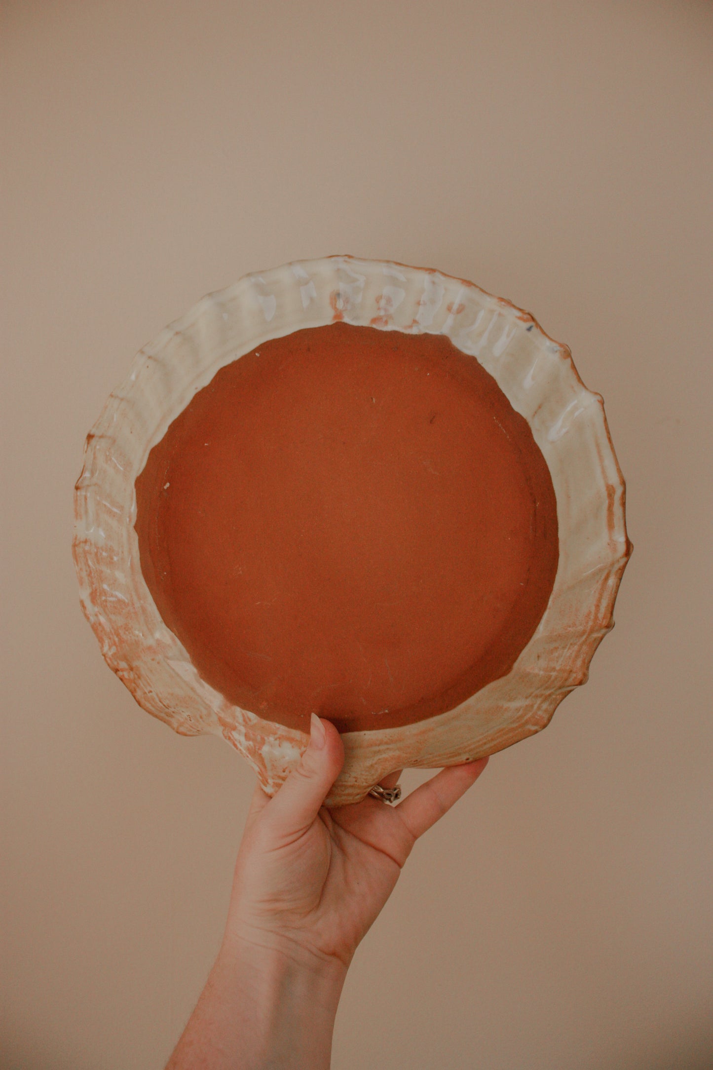 Vintage art pottery terracotta shell dish