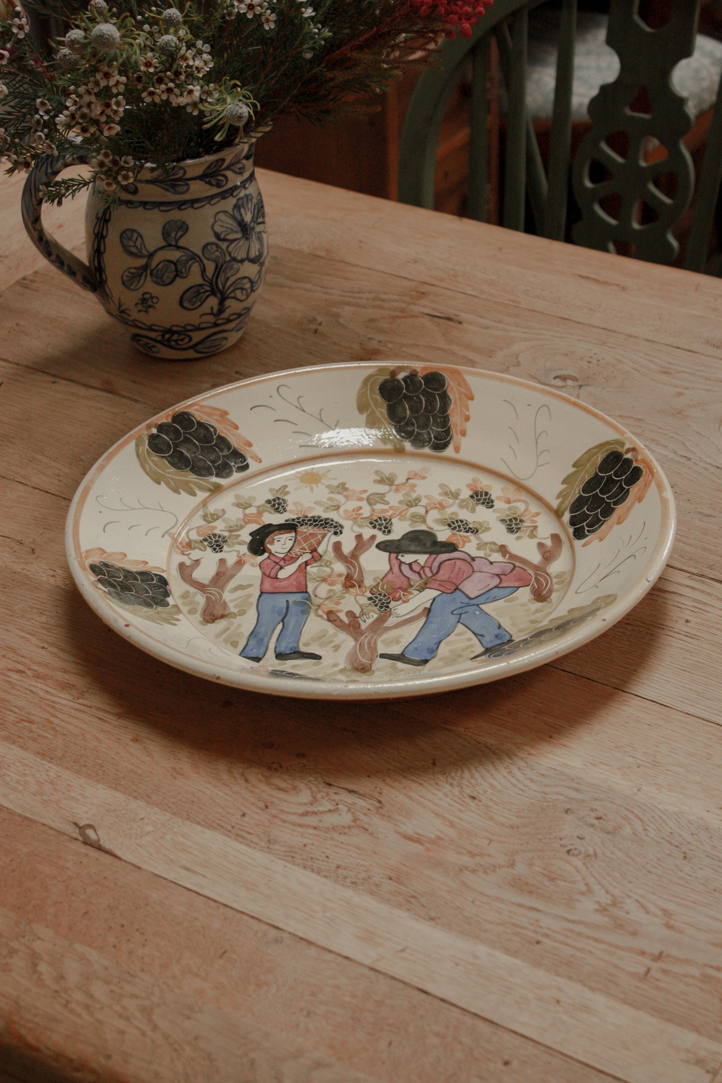 Large art pottery hand painted bowl