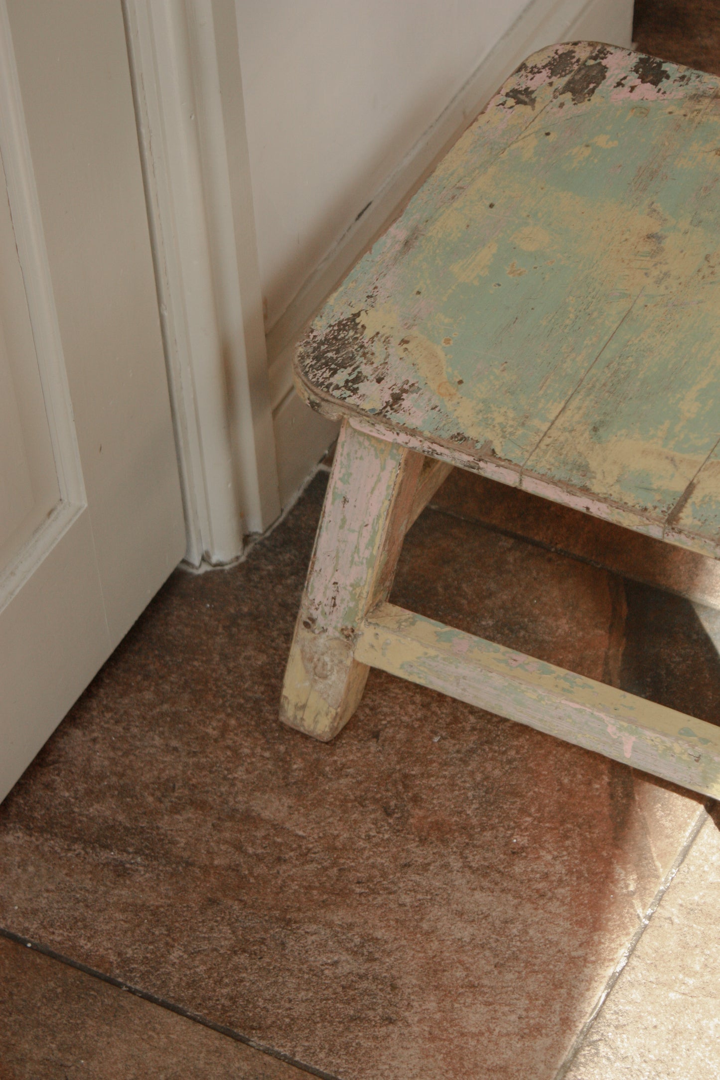 Vintage chippy painted side table