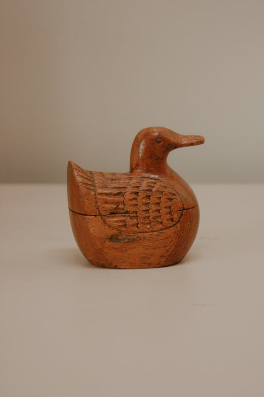 Vintage carved wooden duck box (small)