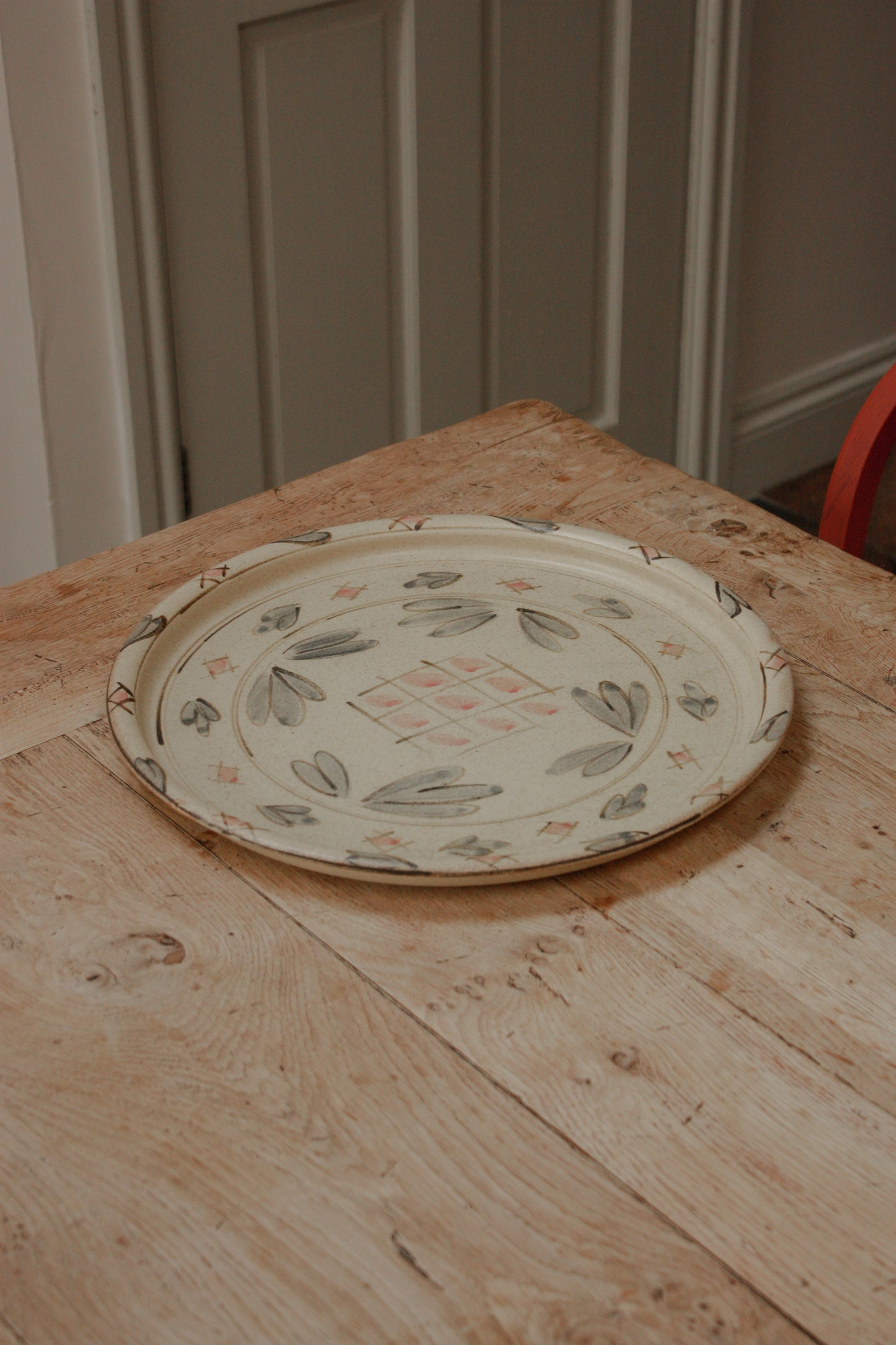 Vintage hand painted charger tray